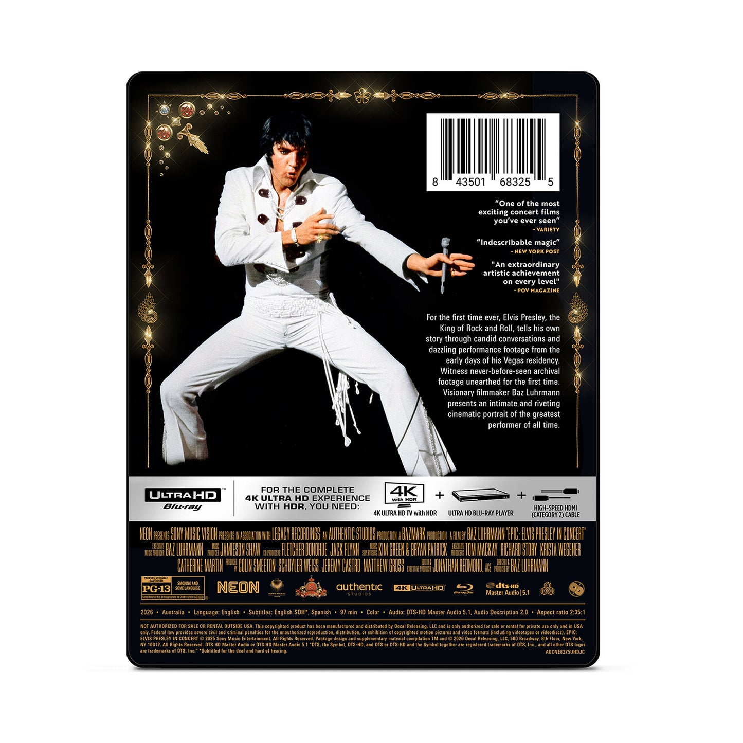 EPIC: Elvis Presley in Concert  4K/BD Combo Steelbook