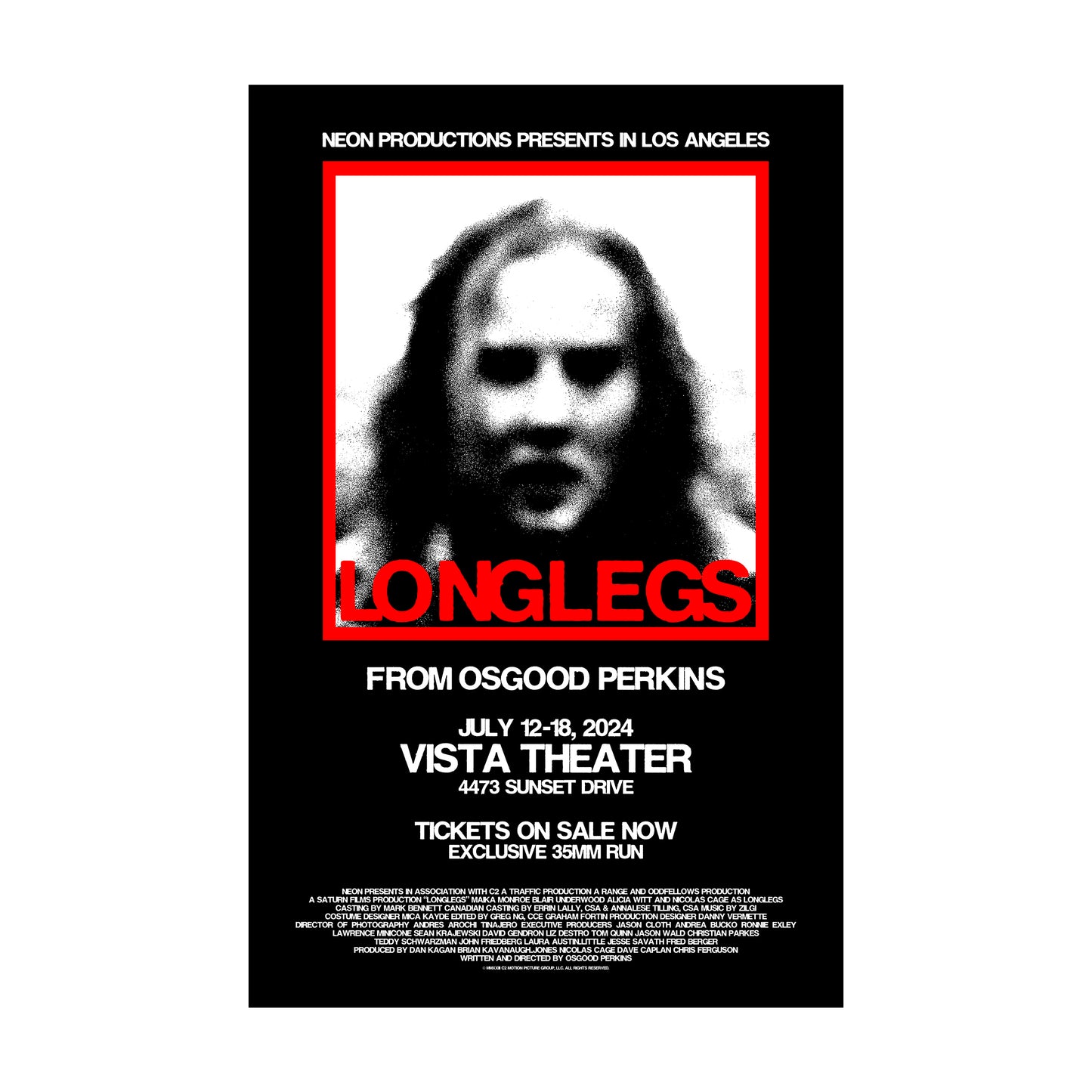 LONGLEGS SIGNED Vista Theatre Print
